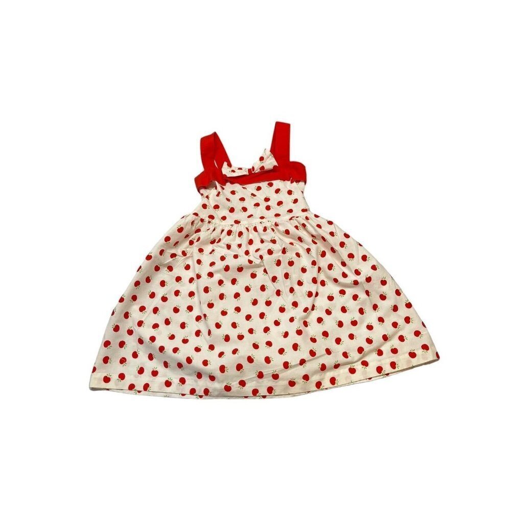 VTG Girls  Apple Cottagecore Dress Littlewoods Sz 5-6 Sundress Red White Britain